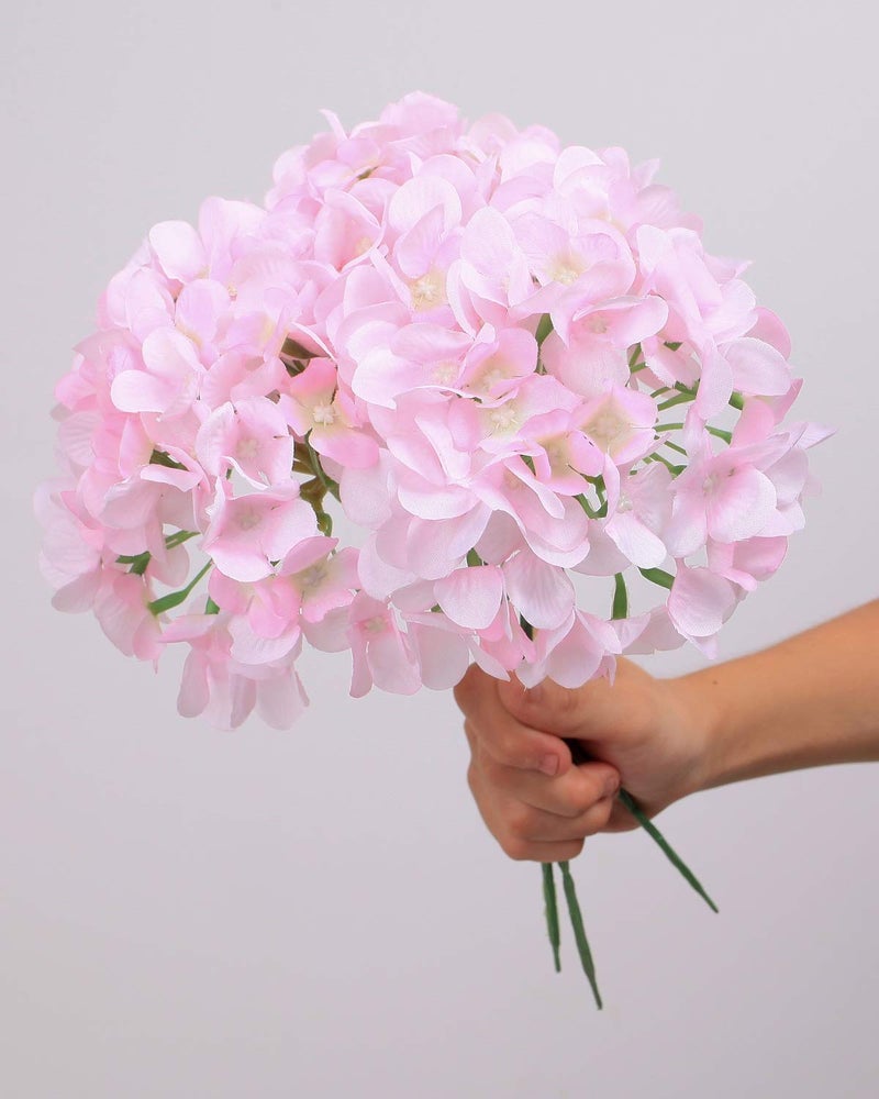 LUSHIDI 10PCS Silk Hydrangea Heads with Stems Artificial Flowers for Wedding Party Home Decor (Pink 2#) - Image 2